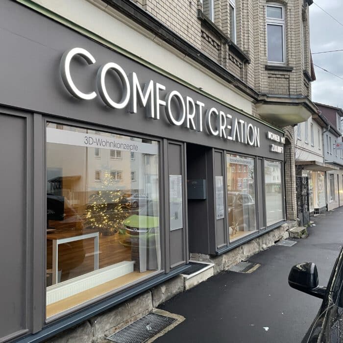 Außenansicht Comfort Creation Büro – Modernisierung und Wanddruck Hessen